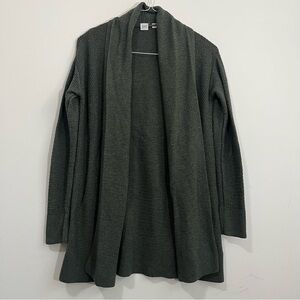 GAP Brooklyn Long Open Front Cardigan Wool Blend Sweater Green Shawl Collar S